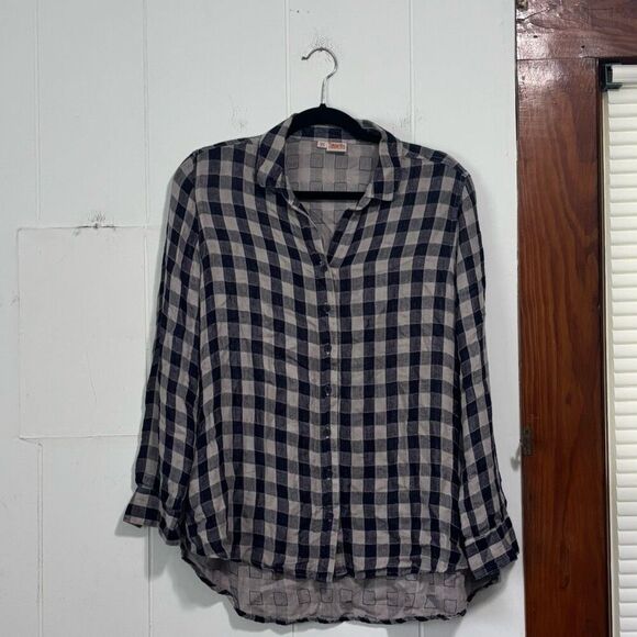 Tianello Oversized Lightweight Plaid Button Down XS - Picture 1 of 4